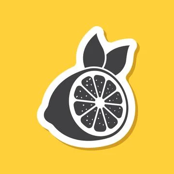 Lemon fruit sticker icon in flat style. Organic fruits vector illustration .. Illustrazione stock