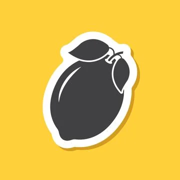 Lemon fruit sticker icon in flat style. Organic fruits vector illustration .. Stock Illustration