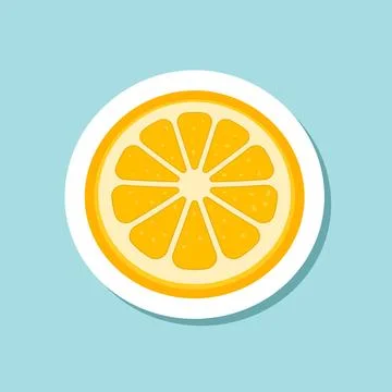 Lemon fruit sticker icon in flat style. Organic fruits vector illustration .. Stock Illustration