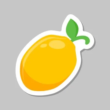 Lemon fruit sticker icon in flat style. Organic fruits vector illustration .. Illustrazione stock