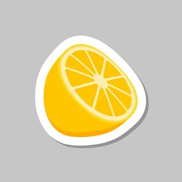 Lemon fruit sticker icon in flat style. Organic fruits vector illustration .. Stock Illustration