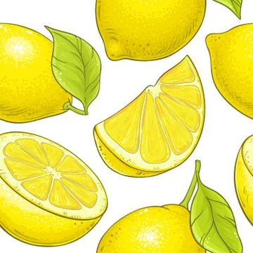 Lemon fruit vector pattern Stock Illustration