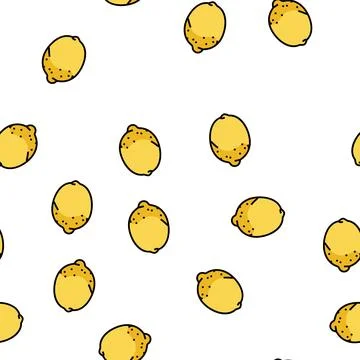Lemon fruit vector seamless pattern Stock Illustration