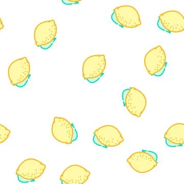 Lemon fruit vector seamless pattern Stock Illustration