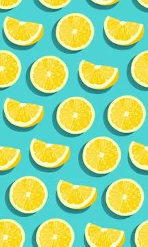 Lemon fruits slice seamless pattern on green blue background. citrus fruits v Illustrazione stock