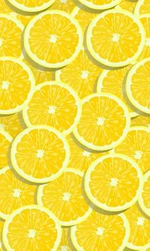 Lemon fruits slice seamless pattern overlapping with shadow. citrus fruits ve Illustrazione stock