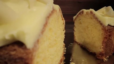 Lemon fudge cake in close up Stock Footage 150530341