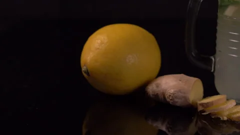 Lemon Ginger and Lemonade Panning to the Right 4K Stock-Footage 130904018