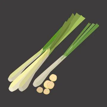 Lemon grass with slice flat design, vector illustration Stock Illustration
