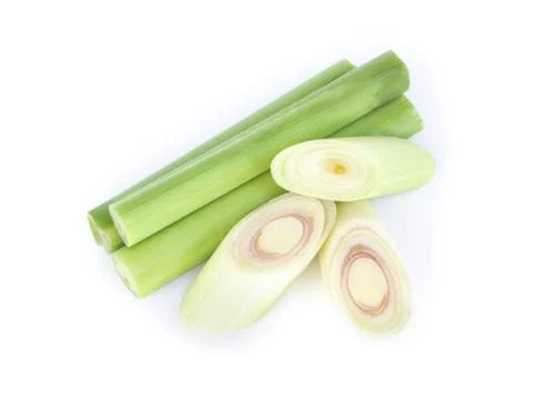 Lemon grass with slice isolated on white background, herb and medical concept Stock Photos