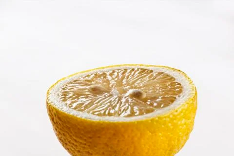 Lemon, half, isolated, slice, citrus, healthy, juicy, diet, fresh, fruit, Foto stock