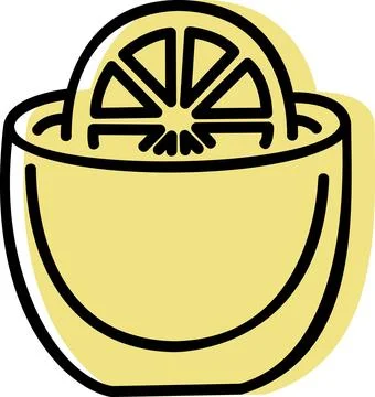 Lemon half in manual juicer press Ilustração Stock