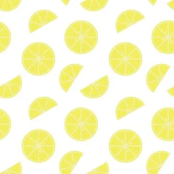 Lemon Halves and Circle Seamless Pattern Minimalist Flat Design Background Stock Illustration