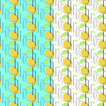 Lemon hand drawn seamless pattern. Modern stylish fantasy pop concept with Stock Illustration