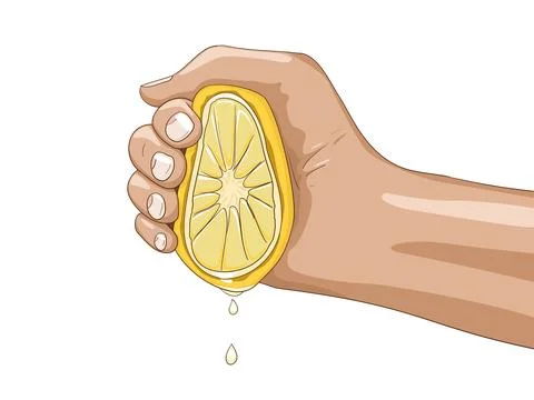 Lemon with hand vector illustration Stock Illustration