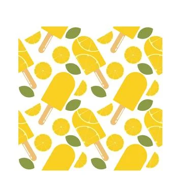 Lemon ice cream seamless pattern Stock Illustration
