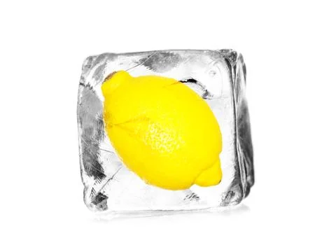 Lemon in ice cube Stock Photos
