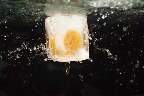 Lemon in ice Stock Photos