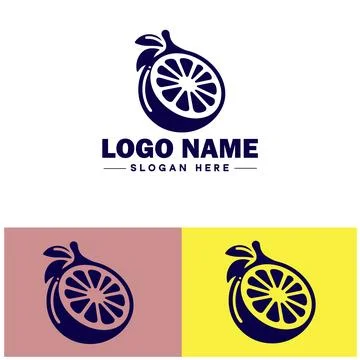 Lemon icon Citron Lime Yellow fruit flat logo sign symbol editable vector Illustrazione stock