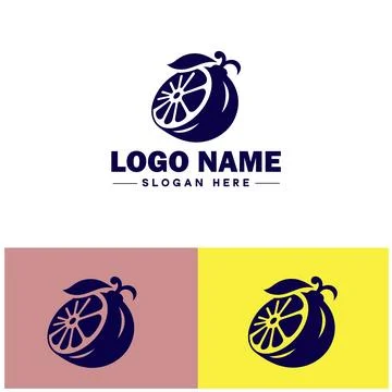 Lemon icon Citron Lime Yellow fruit flat logo sign symbol editable vector Illustrazione stock