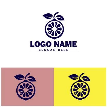 Lemon icon Citron Lime Yellow fruit flat logo sign symbol editable vector Illustrazione stock