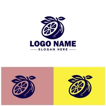Lemon icon Citron Lime Yellow fruit flat logo sign symbol editable vector Illustrazione stock
