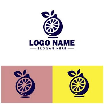Lemon icon Citron Lime Yellow fruit flat logo sign symbol editable vector Illustrazione stock