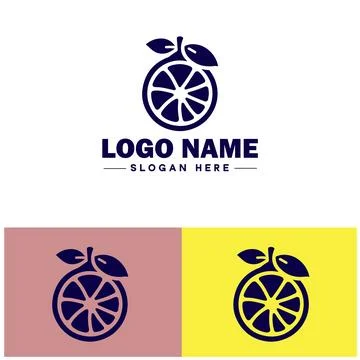 Lemon icon Citron Lime Yellow fruit flat logo sign symbol editable vector Illustrazione stock