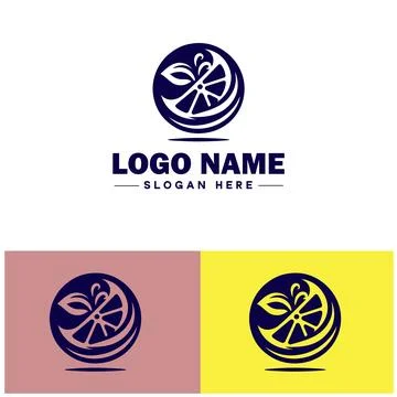 Lemon icon Citron Lime Yellow fruit flat logo sign symbol editable vector Stock Illustration
