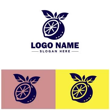 Lemon icon Citron Lime Yellow fruit flat logo sign symbol editable vector Illustrazione stock
