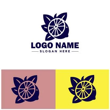 Lemon icon Citron Lime Yellow fruit flat logo sign symbol editable vector Illustrazione stock