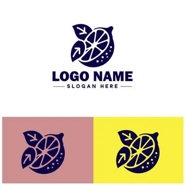 Lemon icon Citron Lime Yellow fruit flat logo sign symbol editable vector Stock Illustration