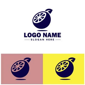 Lemon icon Citron Lime Yellow fruit flat logo sign symbol editable vector Illustrazione stock