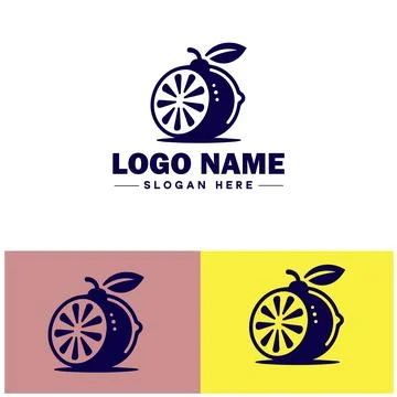 Lemon icon Citron Lime Yellow fruit flat logo sign symbol editable vector Stock Illustration