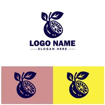 Lemon icon Citron Lime Yellow fruit flat logo sign symbol editable vector Illustrazione stock