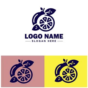 Lemon icon Citron Lime Yellow fruit flat logo sign symbol editable vector Stock Illustration