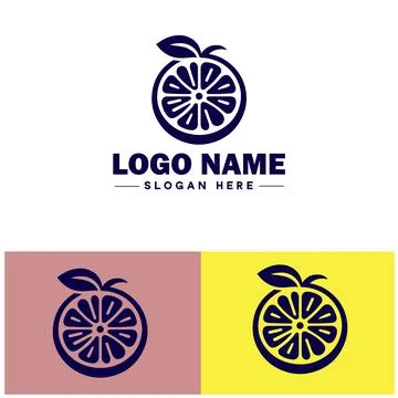 Lemon icon Citron Lime Yellow fruit flat logo sign symbol editable vector Illustrazione stock