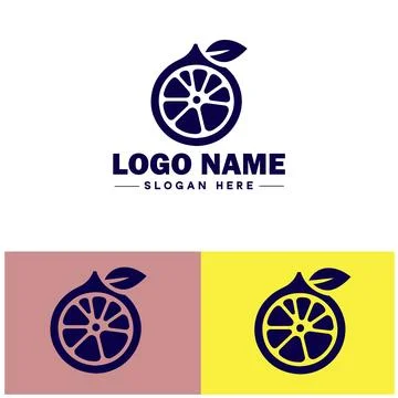 Lemon icon Citron Lime Yellow fruit flat logo sign symbol editable vector Illustrazione stock