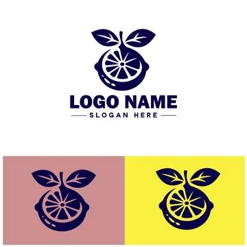 Lemon icon Citron Lime Yellow fruit flat logo sign symbol editable vector Illustrazione stock