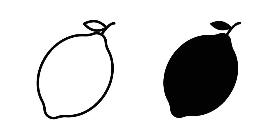 Lemon icon symbol  illustration bundle in black colour Stock Illustration