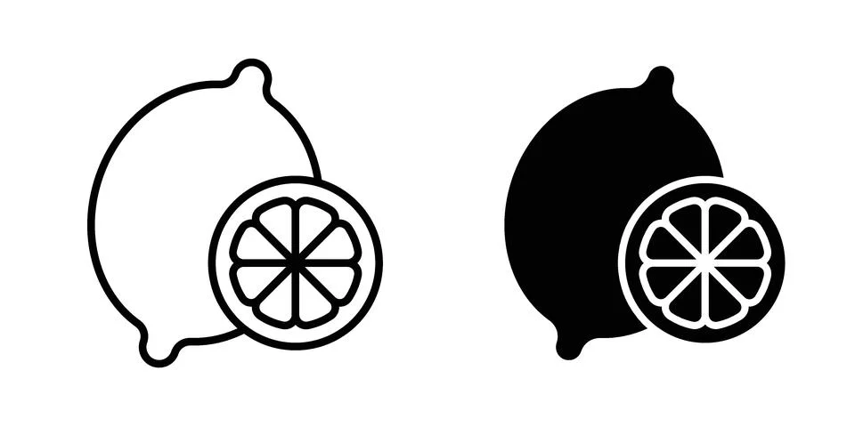 Lemon icon vector concepts, line and silhouette style Stock Illustration