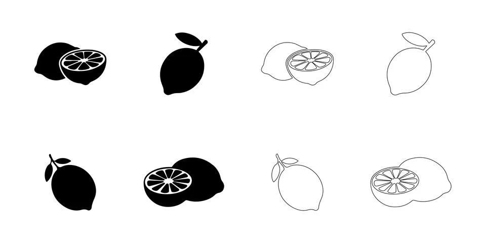 Lemon icons set Stock Illustration