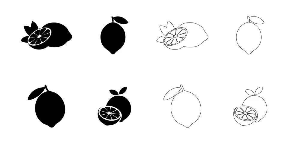 Lemon icons set Stock Illustration