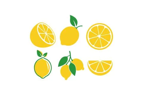 Lemon Illustrations in Various Styles. Vector icon. Stock Illustration