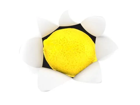 Lemon inside hole from torn paper Stock Illustration