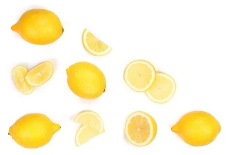 Lemon isolated on white background. Seamless pattern with fruits with copy space 스톡 사진