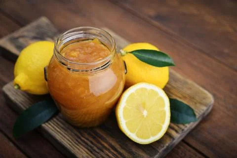Lemon jam in jar Stock Photos