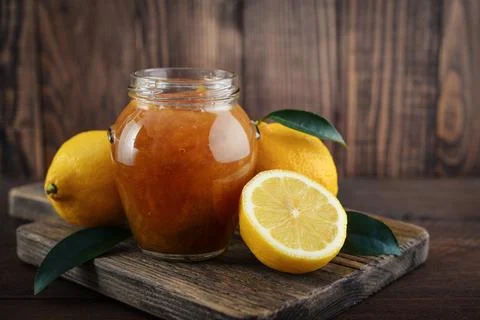 Lemon jam in jar Foto stock