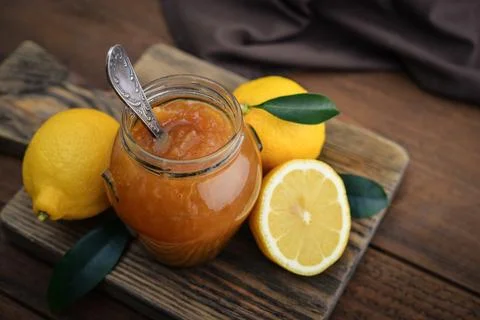 Lemon jam in jar Stock Photos