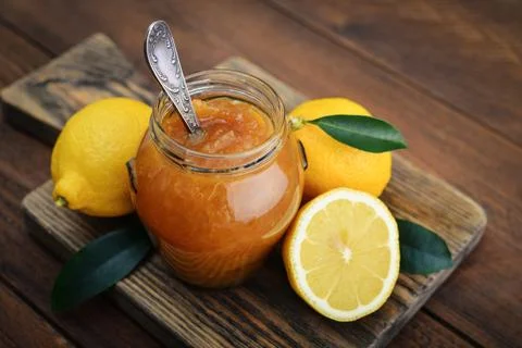 Lemon jam in jar Stock Photos